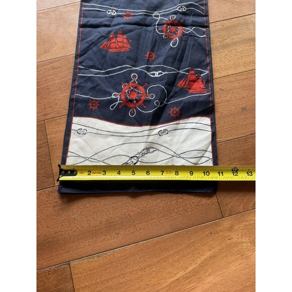 Gim Renoir Nautical Rectangle Scarf 55” x 11” Blue White Red - Picture 7 of 8